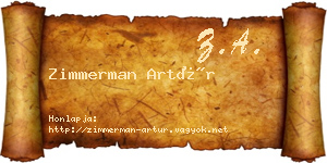 Zimmerman Artúr névjegykártya